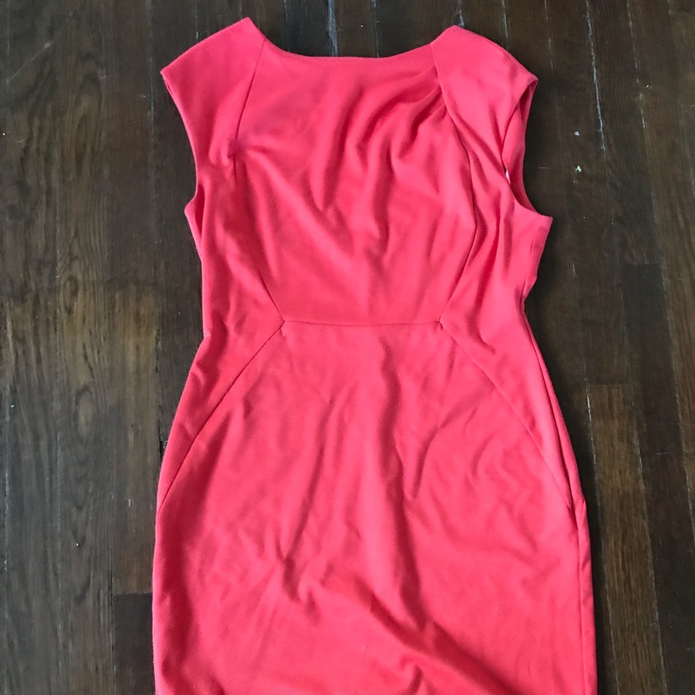 Red knit sheath dress